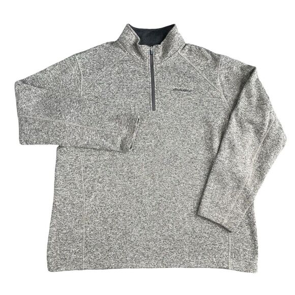 Eddie Bauer Fleece Lined Sweater Mens 1/4 Zip Pullover Gray Size XXL 2XL - Picture 1 of 8